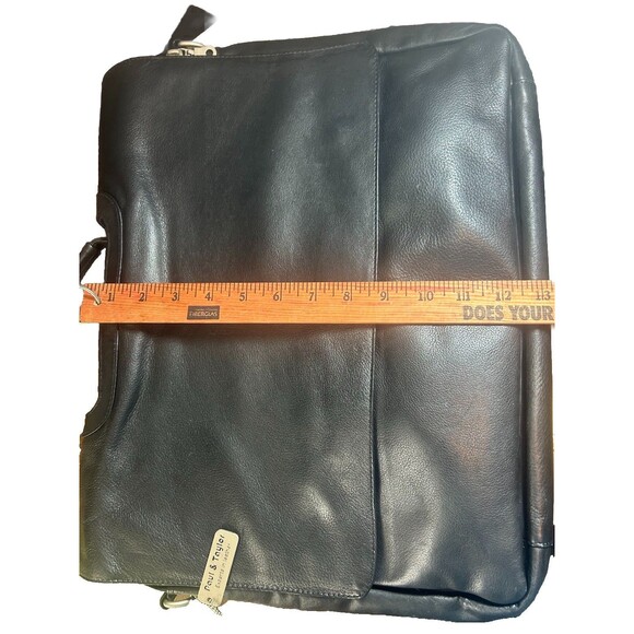 Paul & Taylor Genuine Leather Messenger Laptop Briefcase Bag Black 17in - Picture 4 of 14
